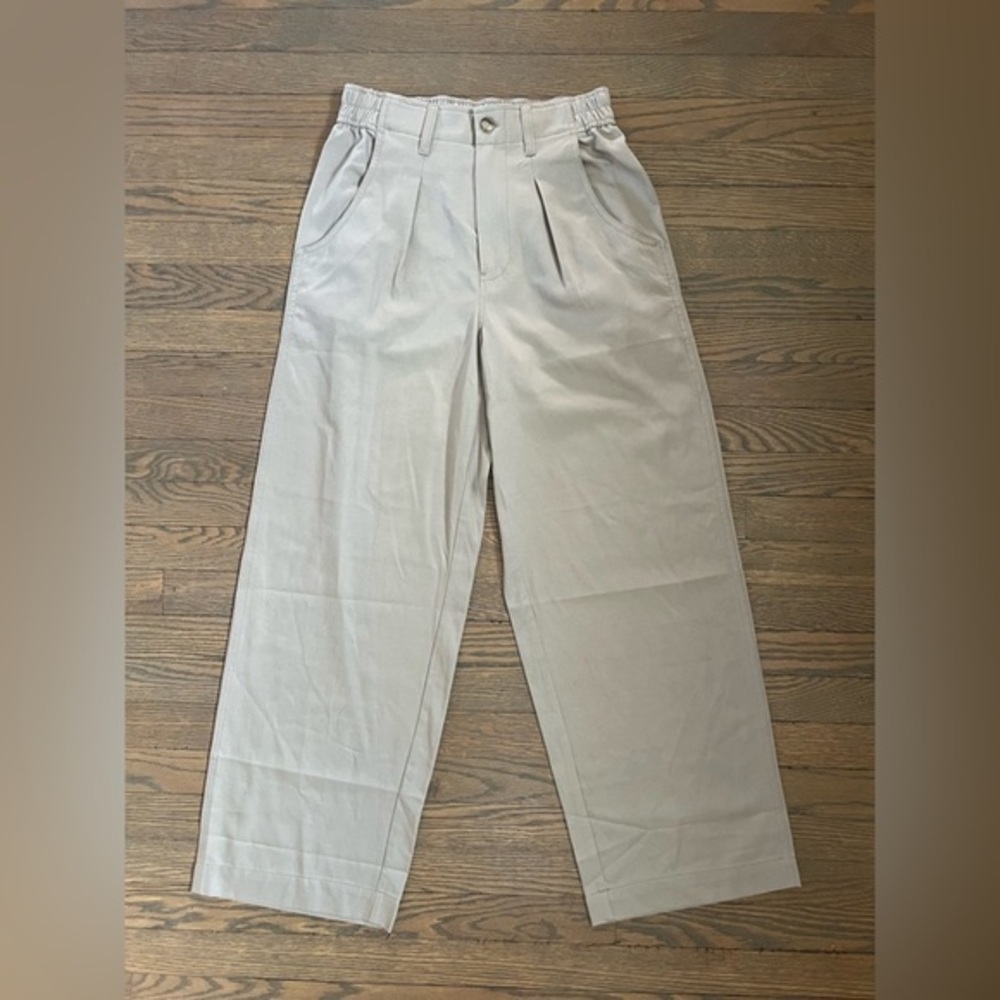 NWT Madewell Wide Length Tan Wide Length Pleated & Cinched Pants NJ983, Size 4